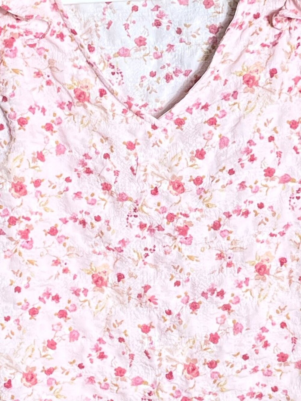 Fair Haven Pink Floral Top Poly Seersucker Fairycore Twee Ruffles Dainty Wom S - Picture 5 of 7